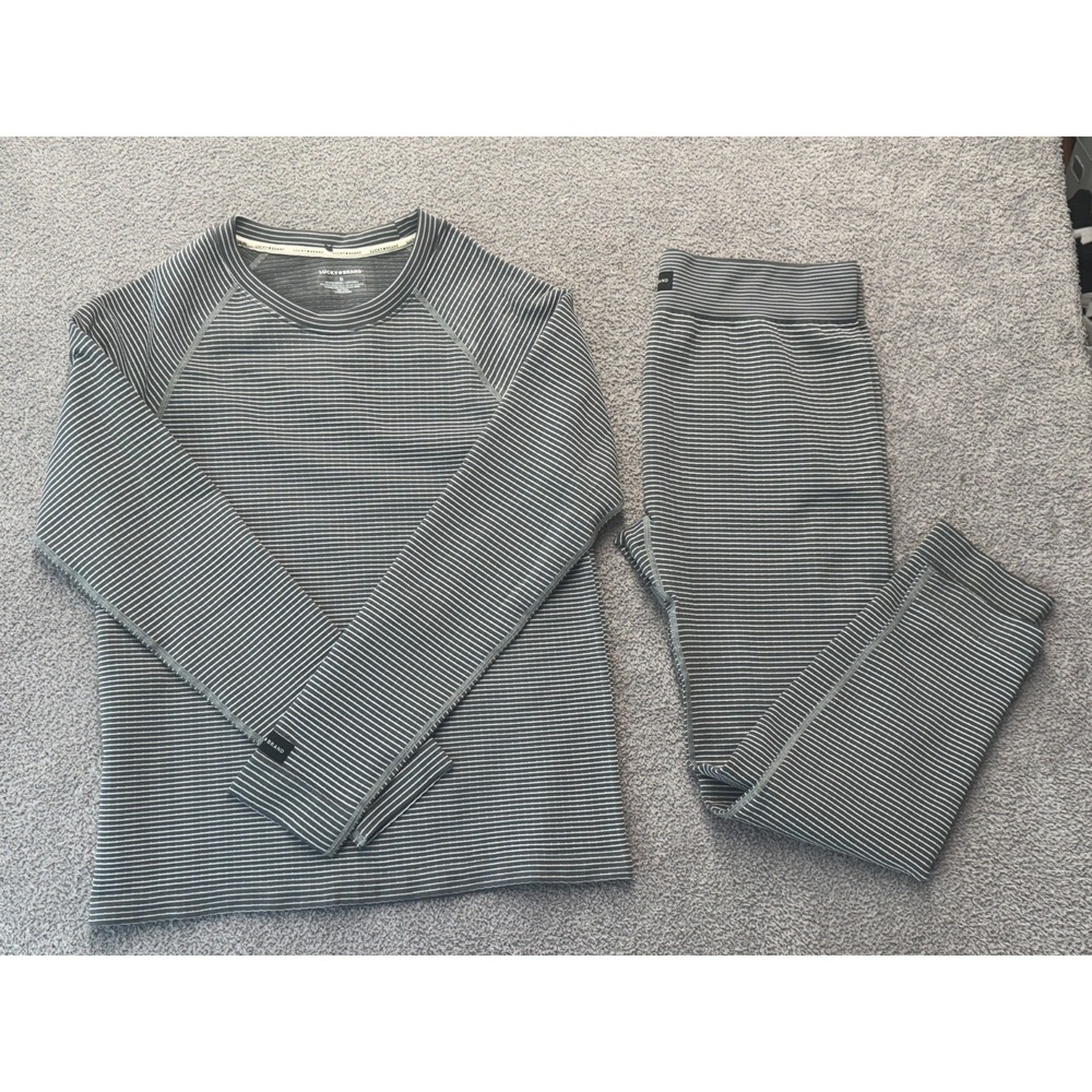 Lucky Brand‎ Stretch/Compression Base Layer Lounge Set Gray Striped XL Unisex